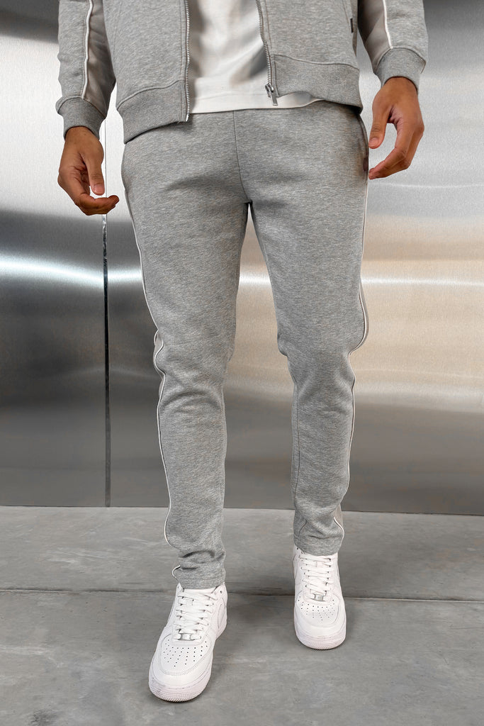 Panelled Straight Leg Jogger - Grey Marl