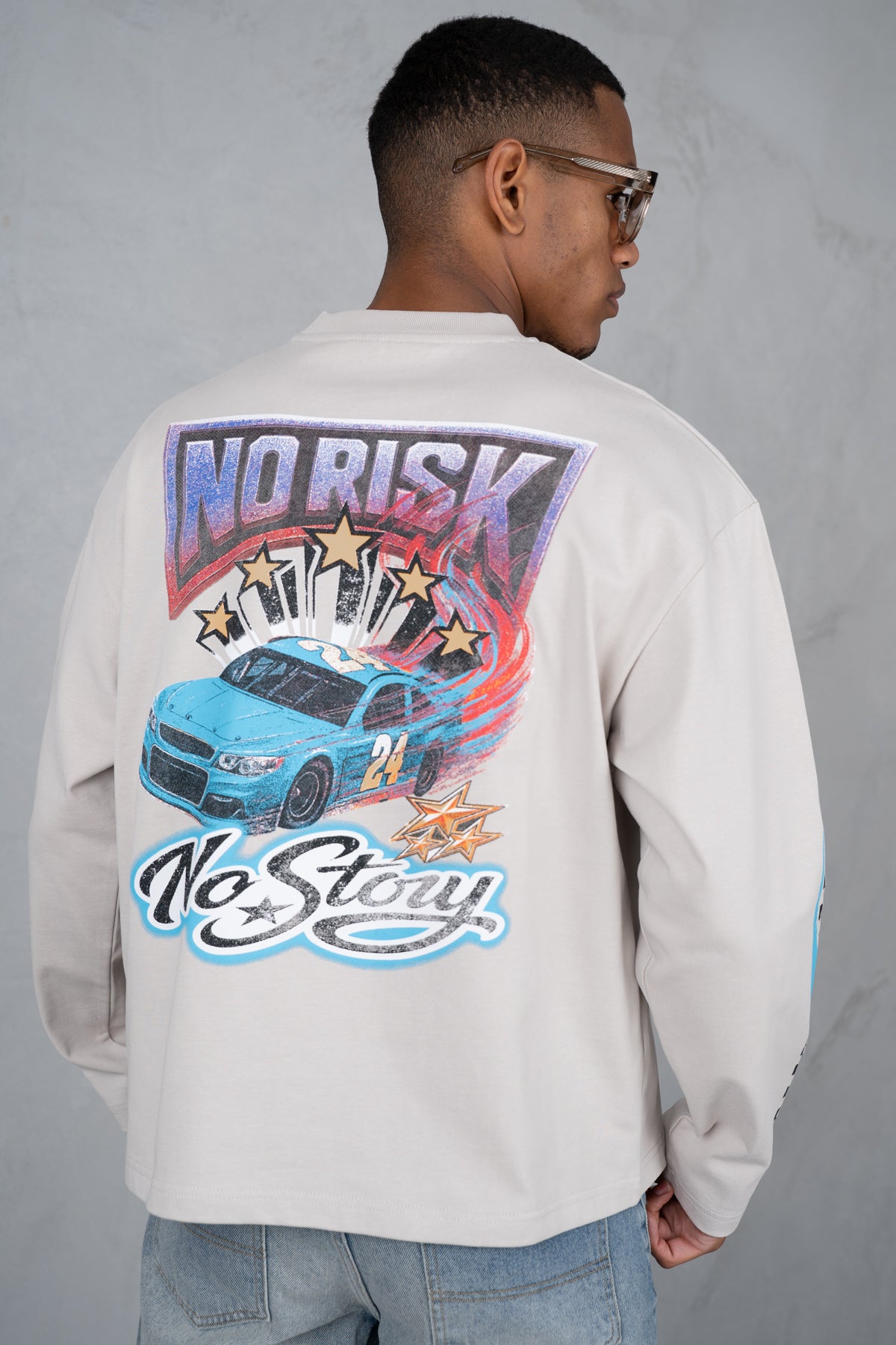 No Risk No Story Boxy Long Sleeve T-Shirt - Stone