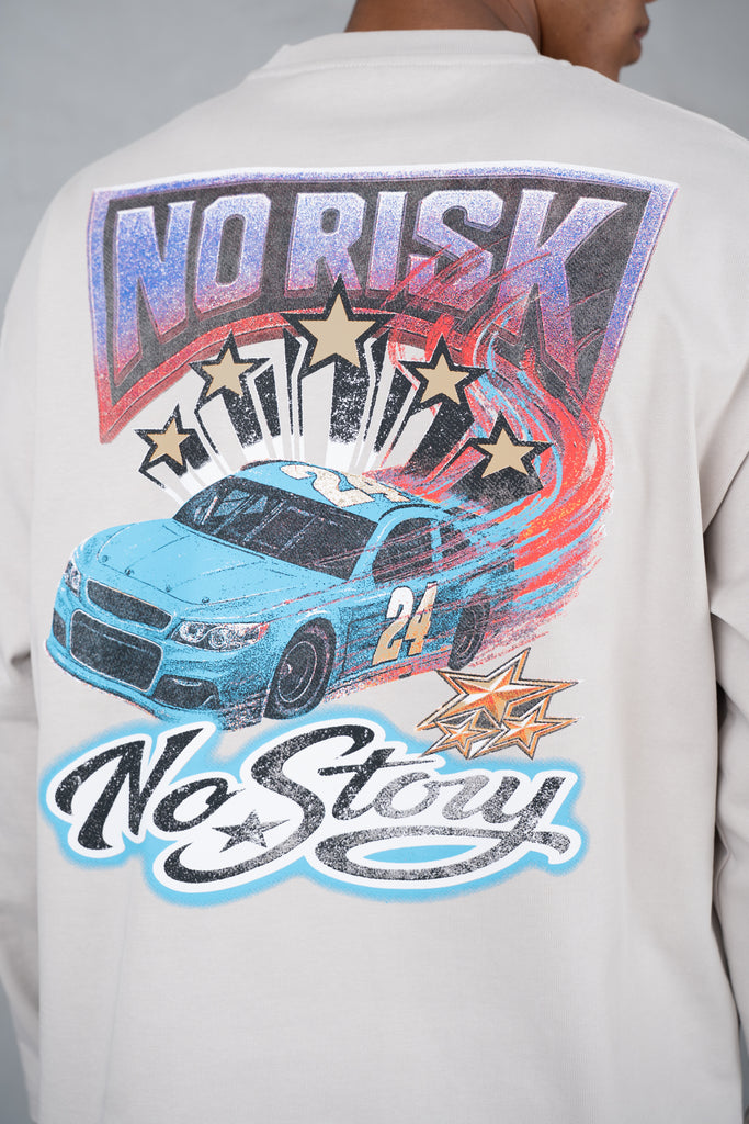 No Risk No Story Boxy Long Sleeve T-Shirt - Stone