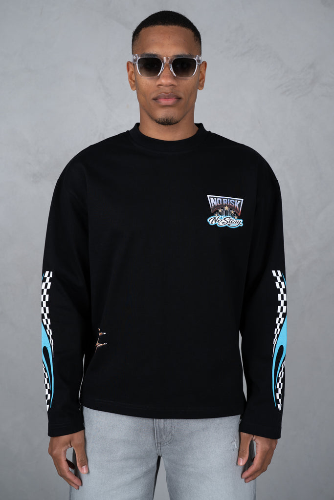 No Risk No Story Boxy Long Sleeve T-Shirt - Black