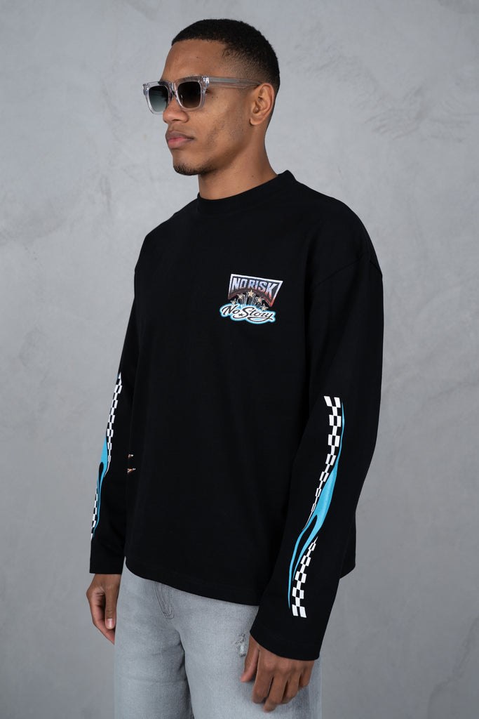 No Risk No Story Boxy Long Sleeve T-Shirt - Black