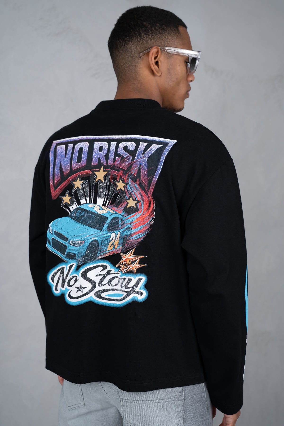 No Risk No Story Boxy Long Sleeve T-Shirt - Black
