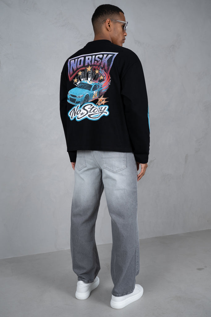 No Risk No Story Boxy Long Sleeve T-Shirt - Black