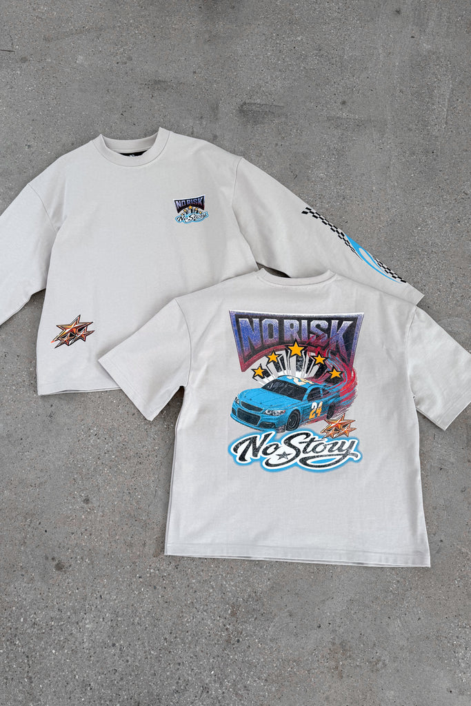 No Risk No Story Boxy Long Sleeve T-Shirt - Stone