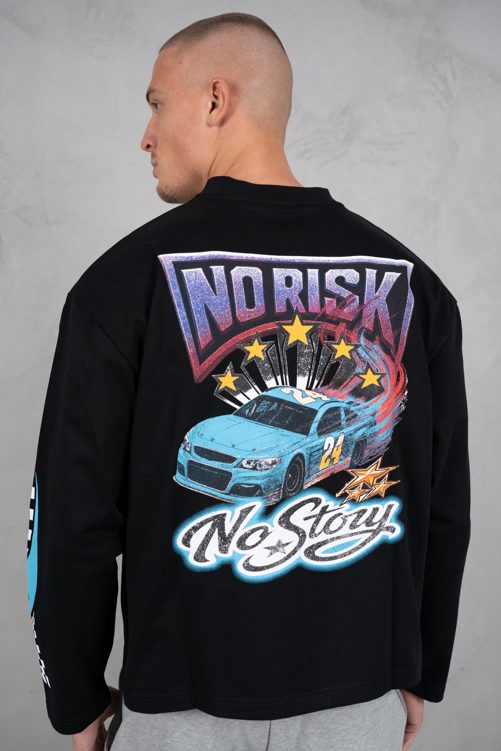 No Risk No Story Boxy Long Sleeve T-Shirt - Black