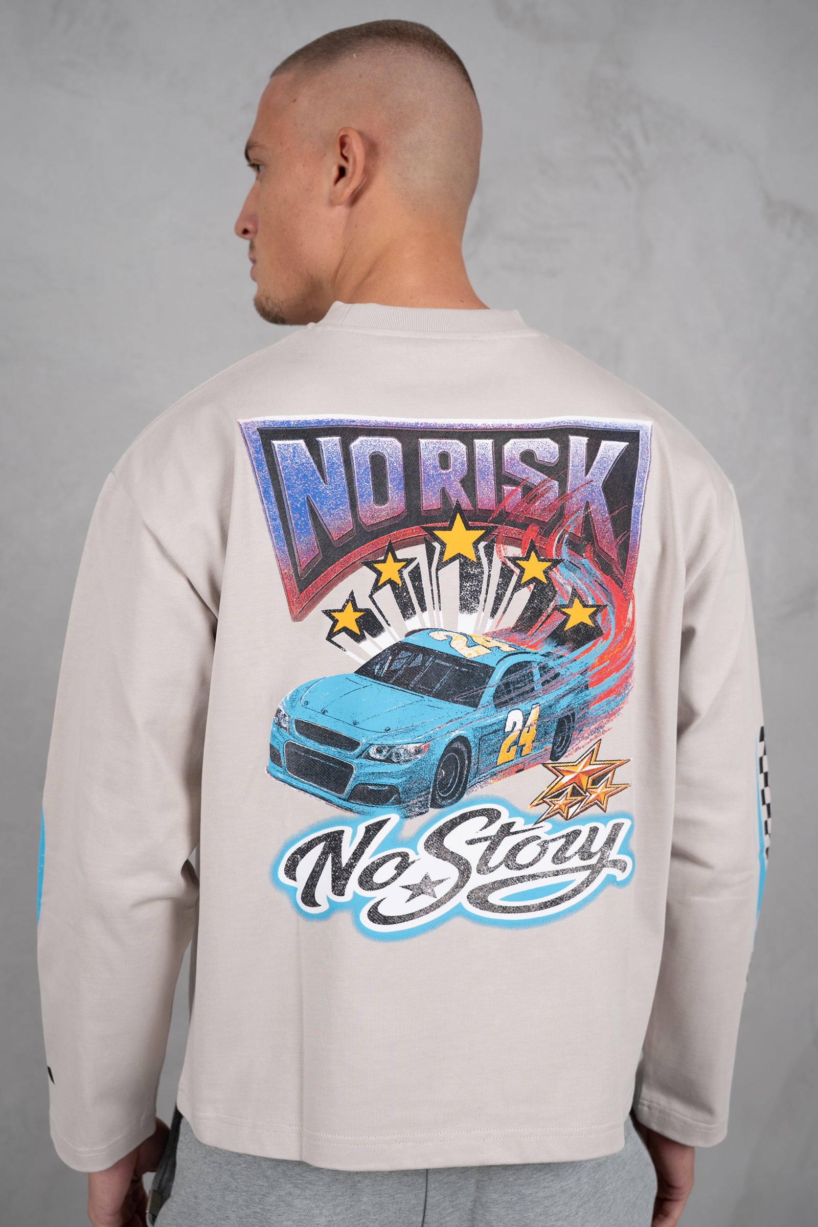 No Risk No Story Boxy Long Sleeve T-Shirt - Stone