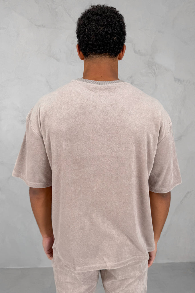 Oversized Towelling Twin Set - Taupe