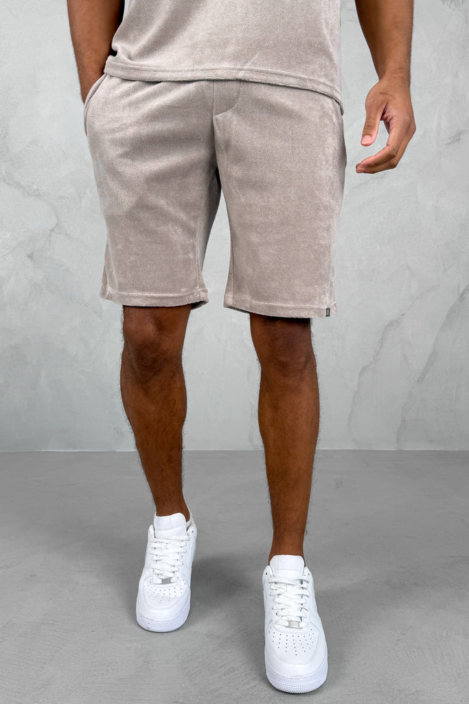 Oversized Towelling Twin Set - Taupe