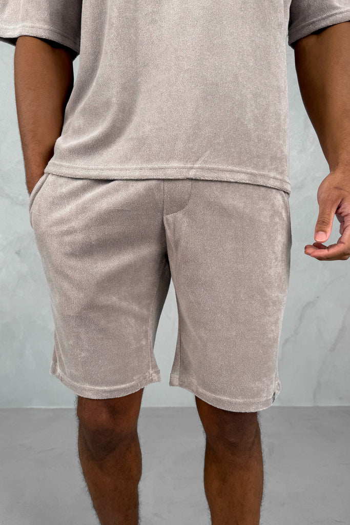 Oversized Towelling Twin Set - Taupe