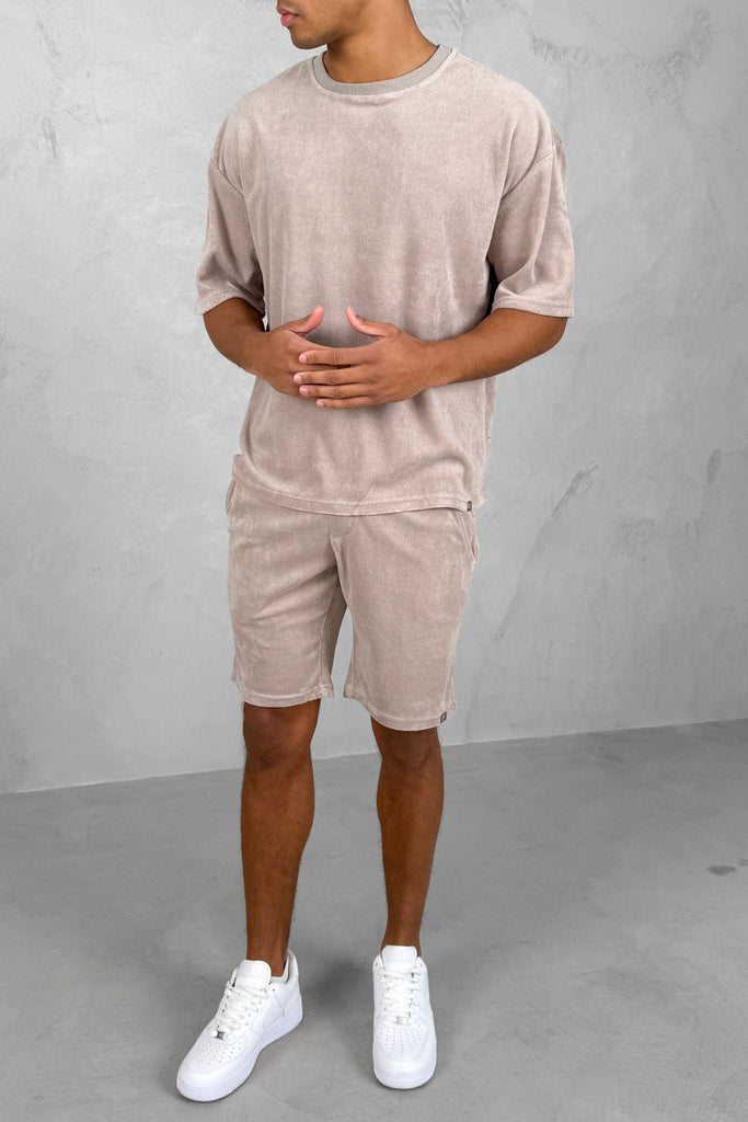 Oversized Towelling Twin Set - Taupe