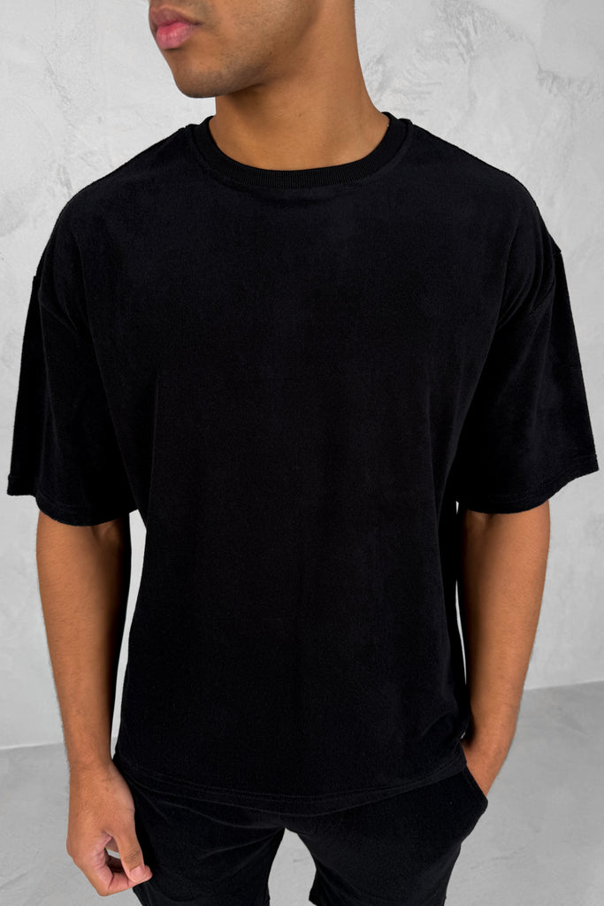 Oversized Towelling Twin Set - Black