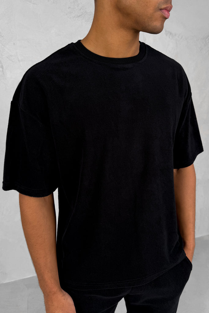 Oversized Towelling Twin Set - Black