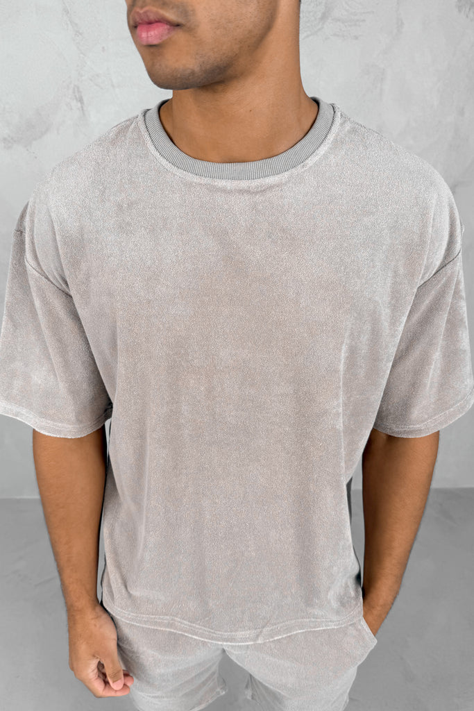 Oversized Towelling Twin Set - Taupe