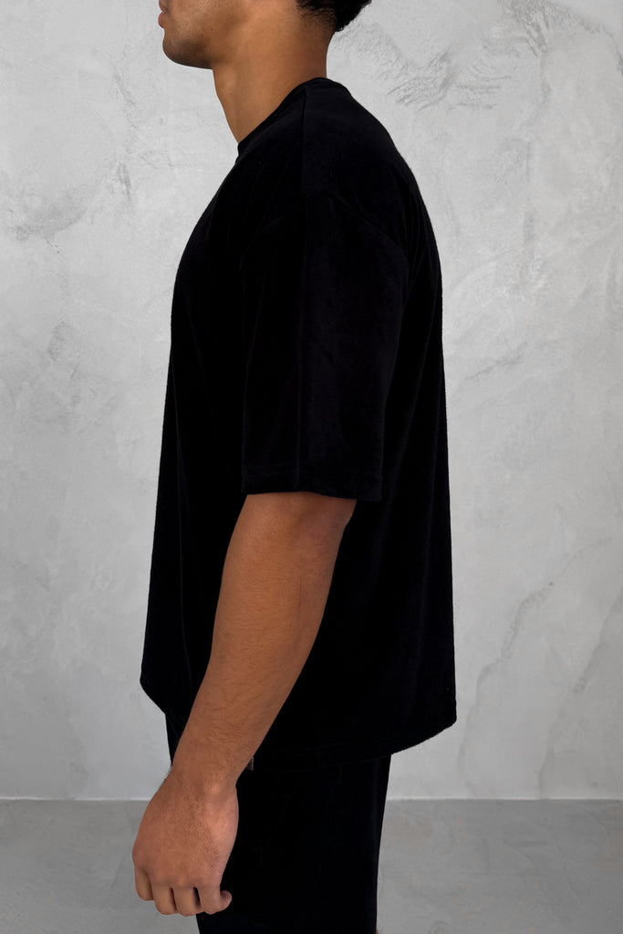Oversized Towelling Twin Set - Black