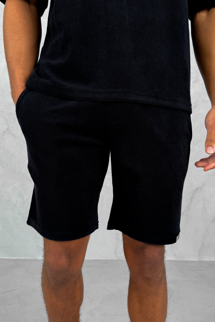 Oversized Towelling Twin Set - Black
