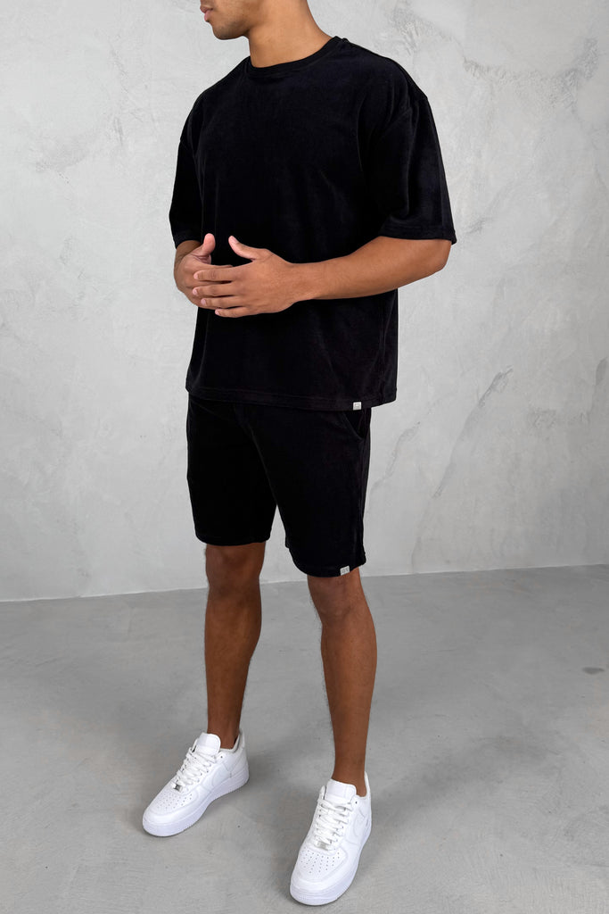 Oversized Towelling Twin Set - Black
