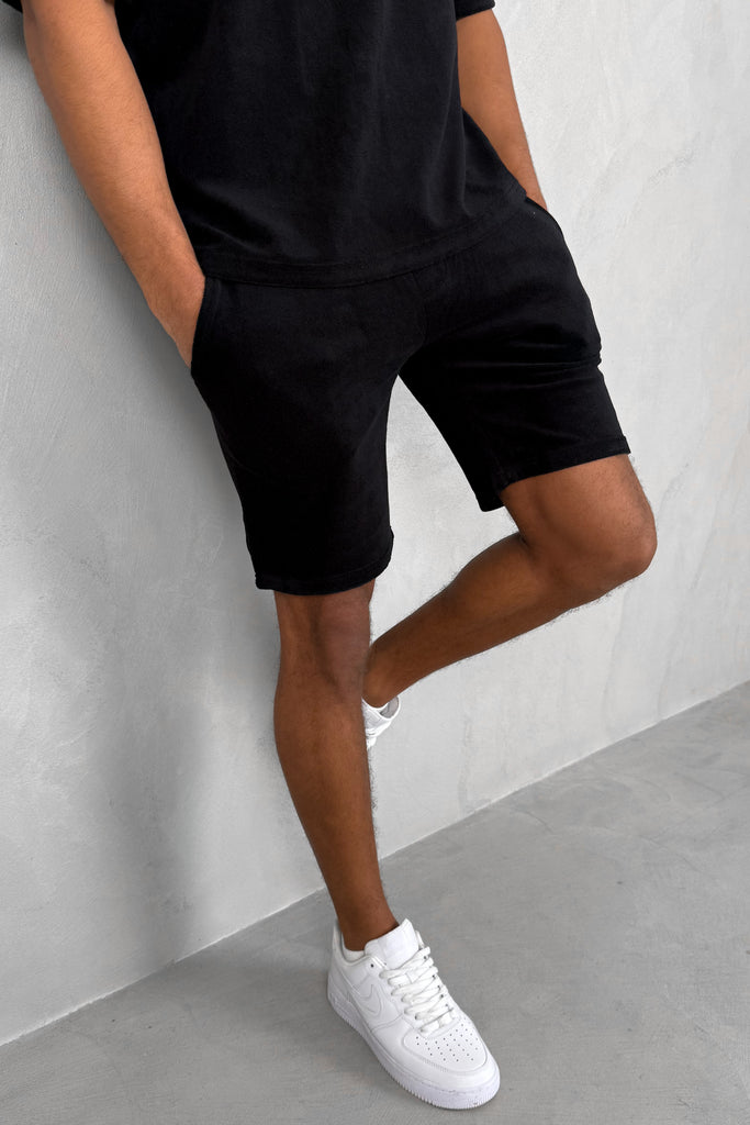 Oversized Towelling Twin Set - Black