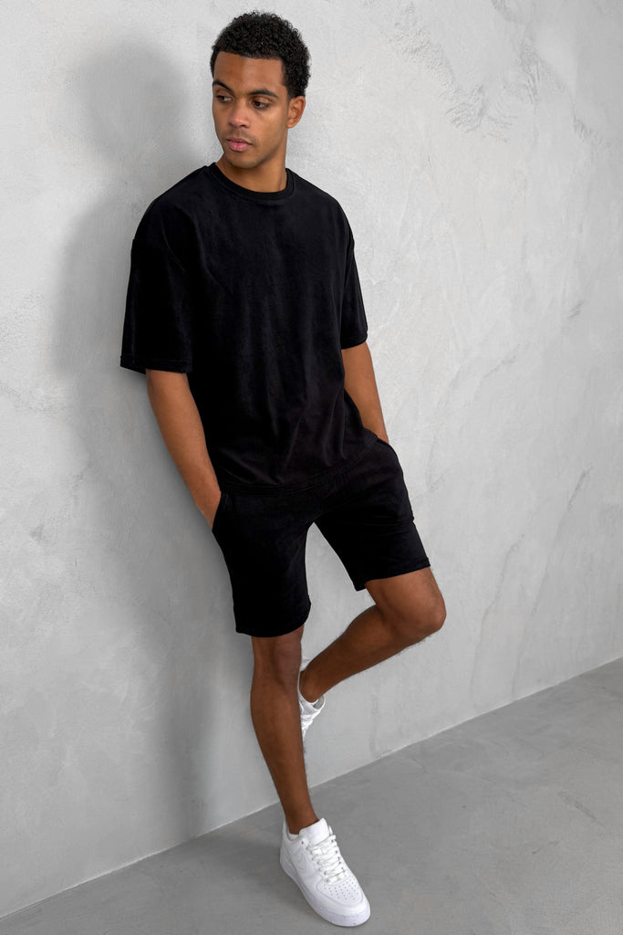 Oversized Towelling Twin Set - Black