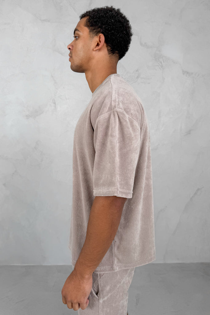 Oversized Towelling Twin Set - Taupe