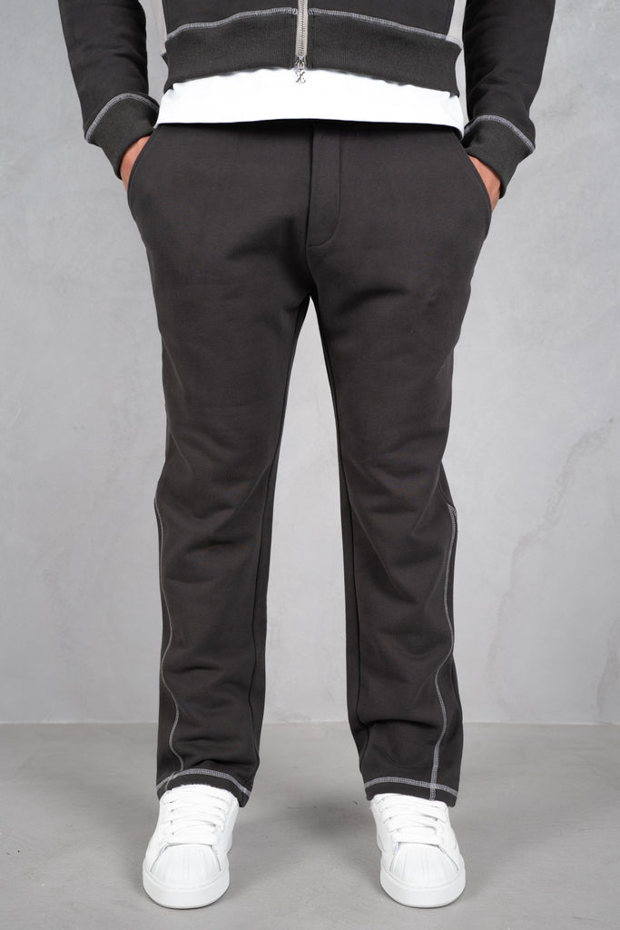 Panelled Contrast Stitch Jogger - Charcoal/Grey