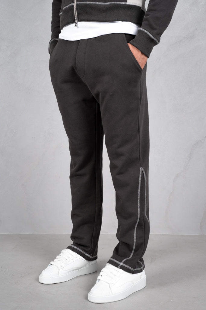 Panelled Contrast Stitch Jogger - Charcoal/Grey