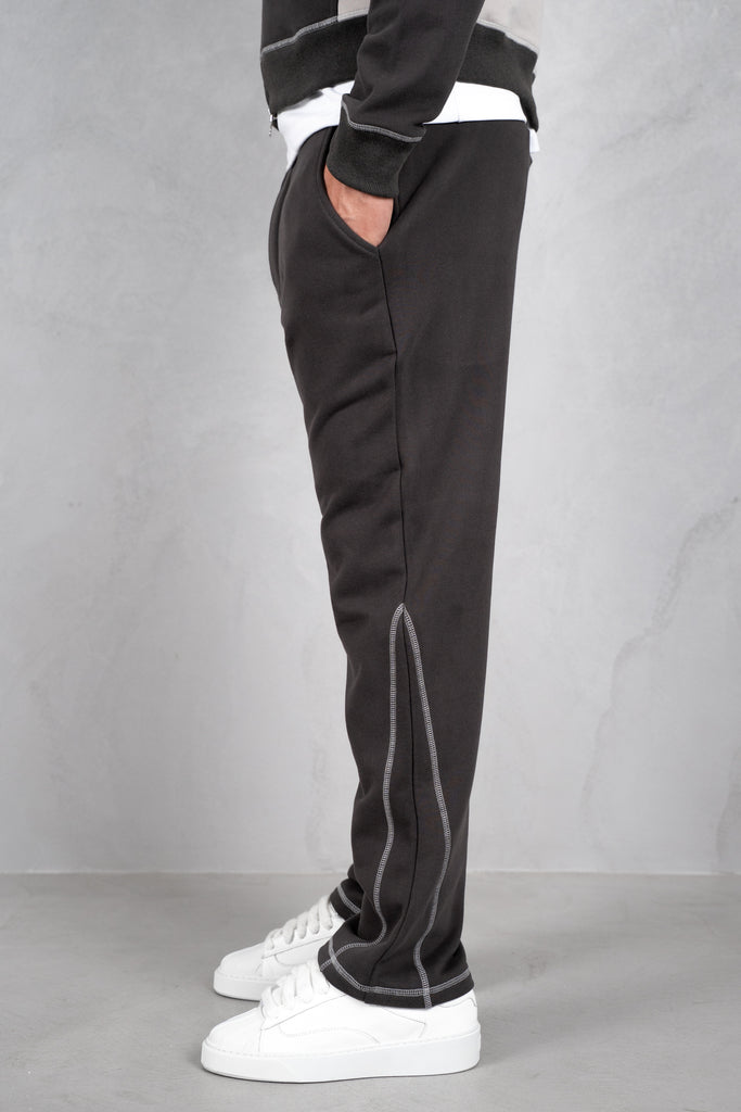 Panelled Contrast Stitch Jogger - Charcoal/Grey