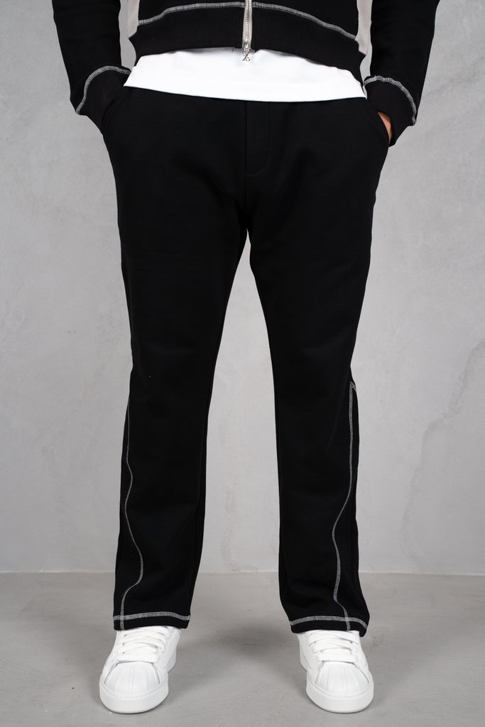 Panelled Contrast Stitch Jogger - Black/Stone