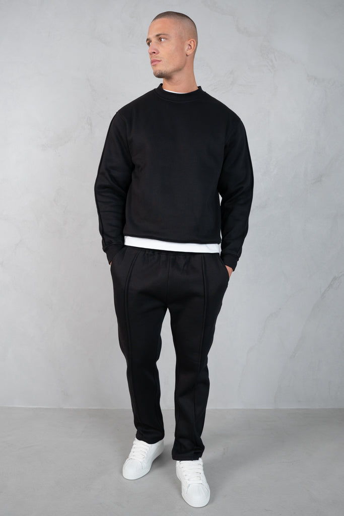 Relaxed Pintuck Joggers - Black