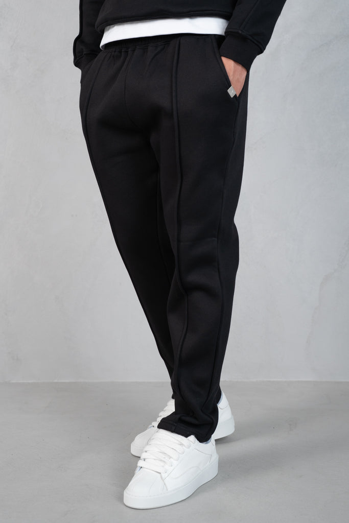 Relaxed Pintuck Joggers - Black