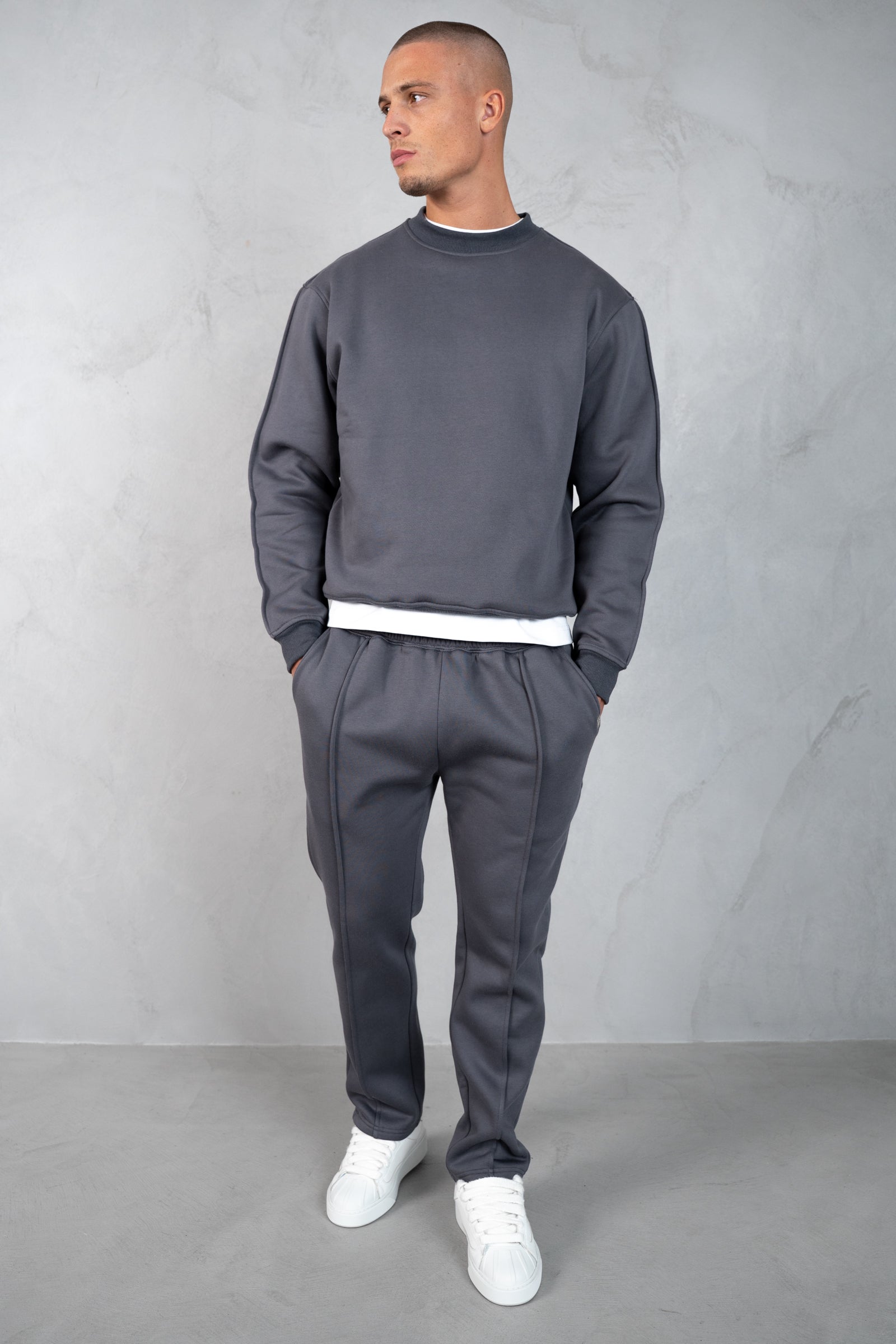 Relaxed Pintuck Joggers - Charcoal