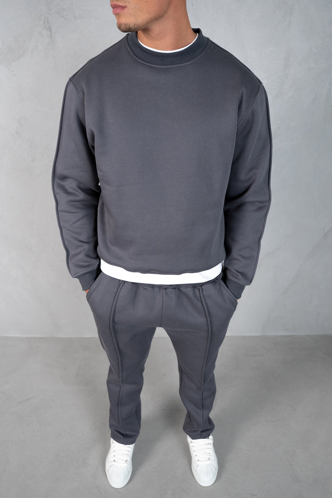 Relaxed Pintuck Joggers - Charcoal