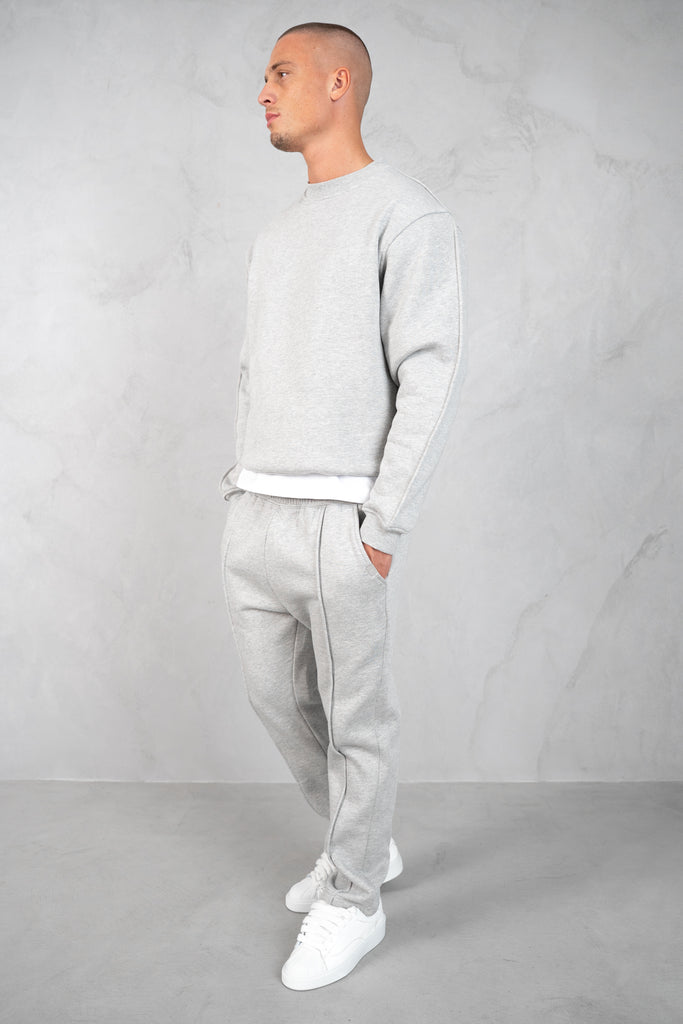 Relaxed Pintuck Joggers - Grey Marl