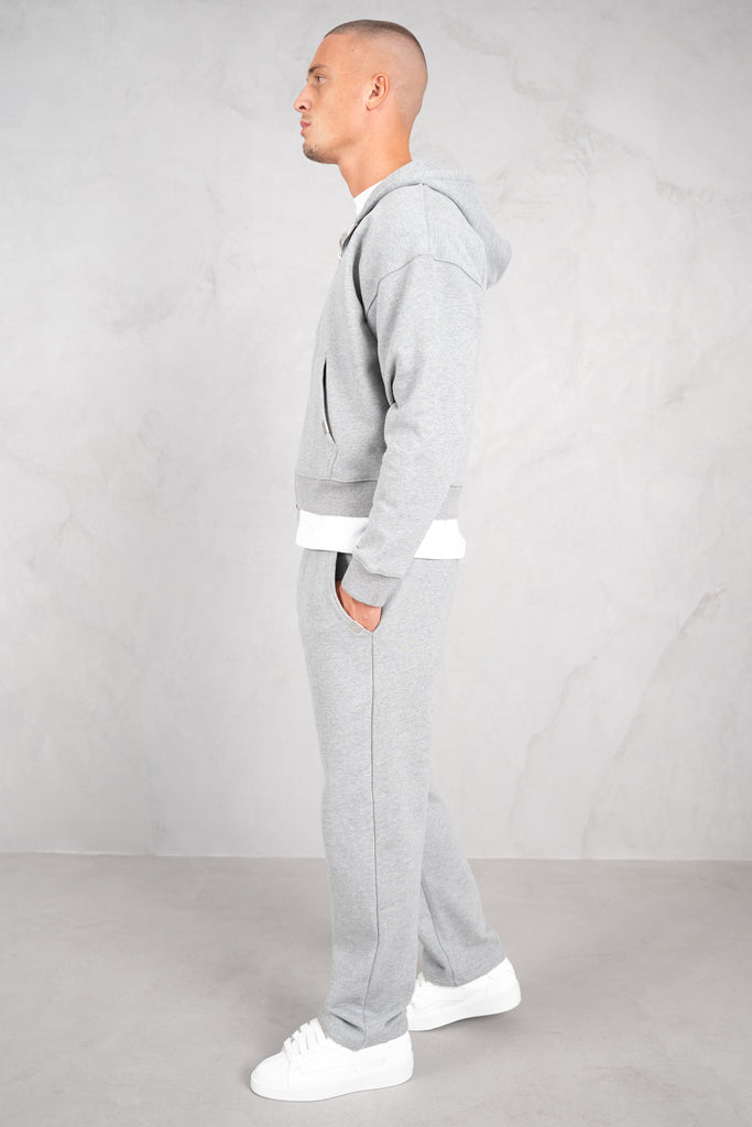 Premium Daily Boxy Double Zip Hoodie - Grey
