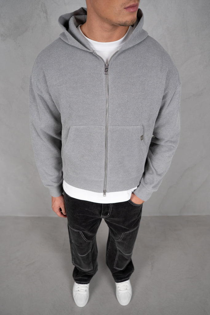Premium Rib Knit Hoodie - Grey