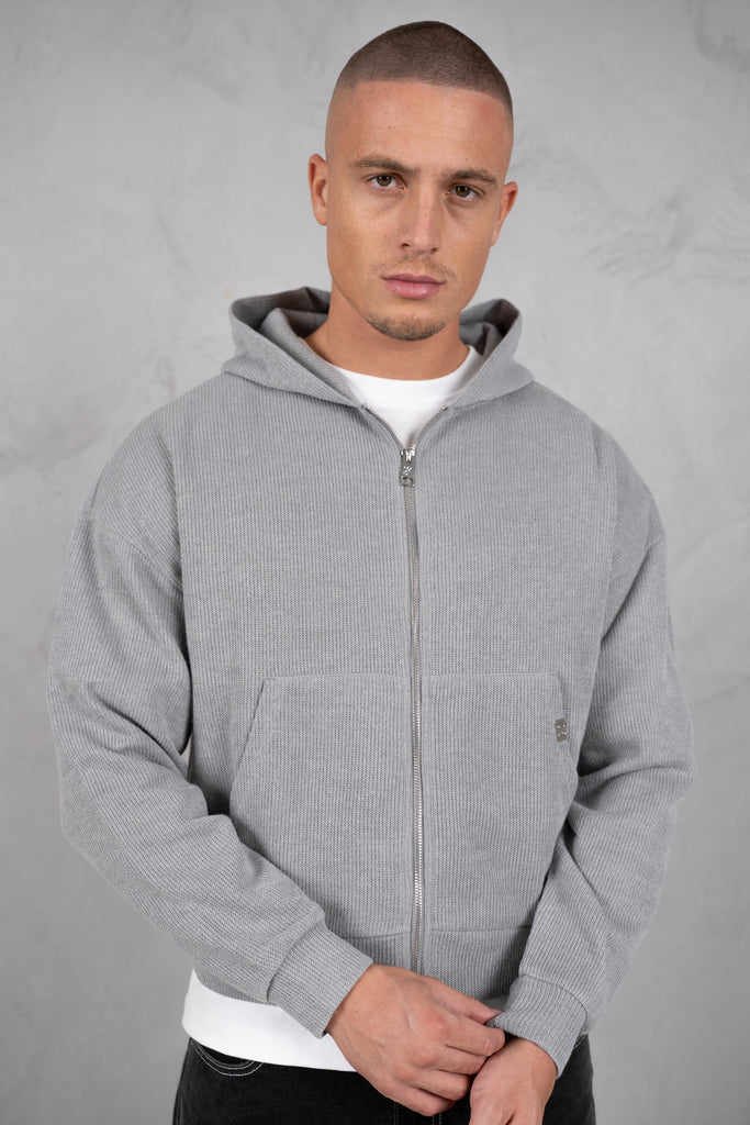 Premium Rib Knit Hoodie - Grey