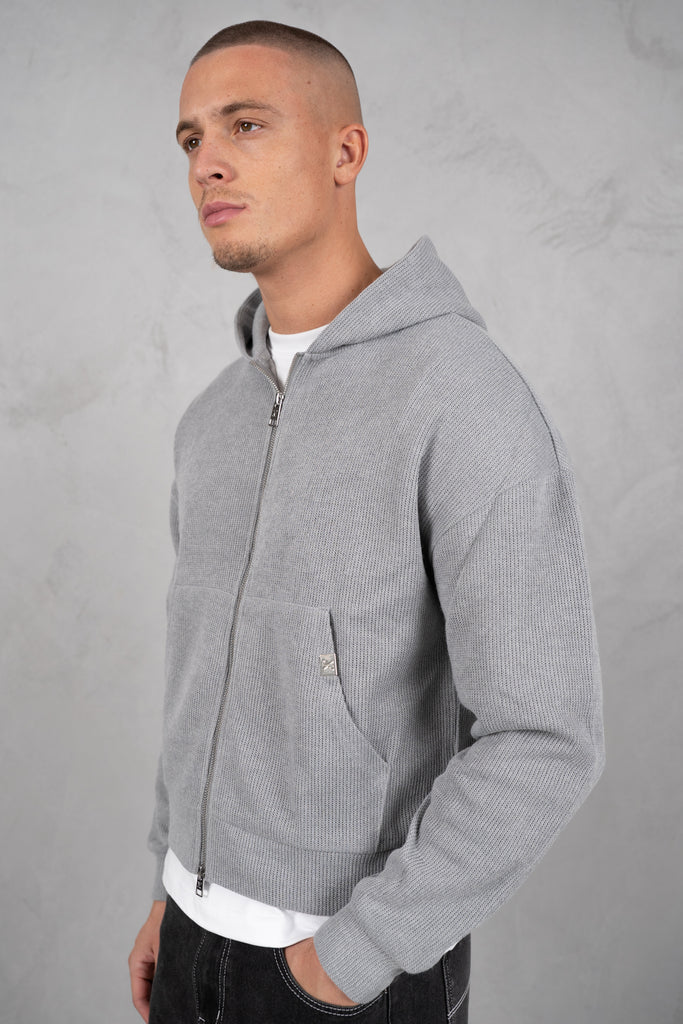 Premium Rib Knit Hoodie - Grey