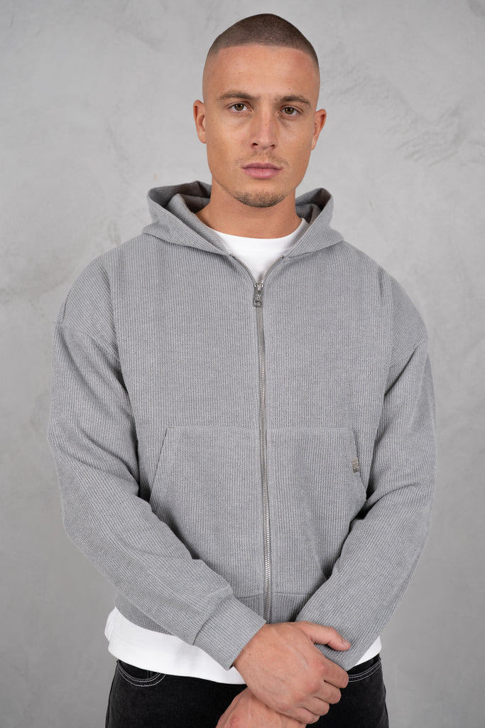 Premium Rib Knit Hoodie - Grey