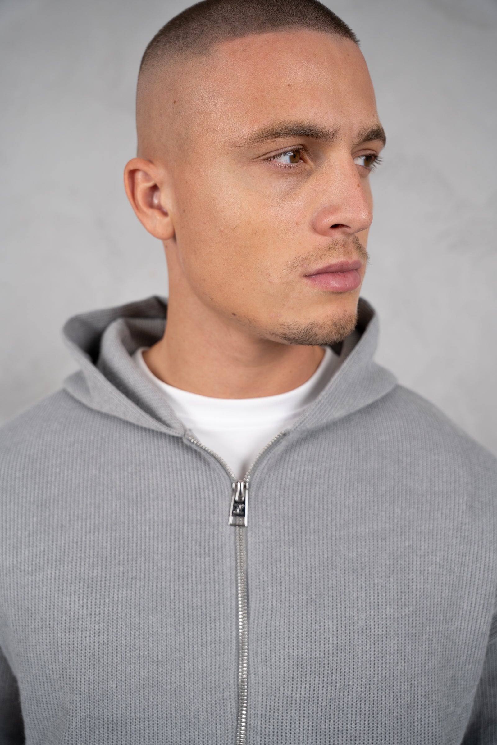Premium Rib Knit Hoodie - Grey