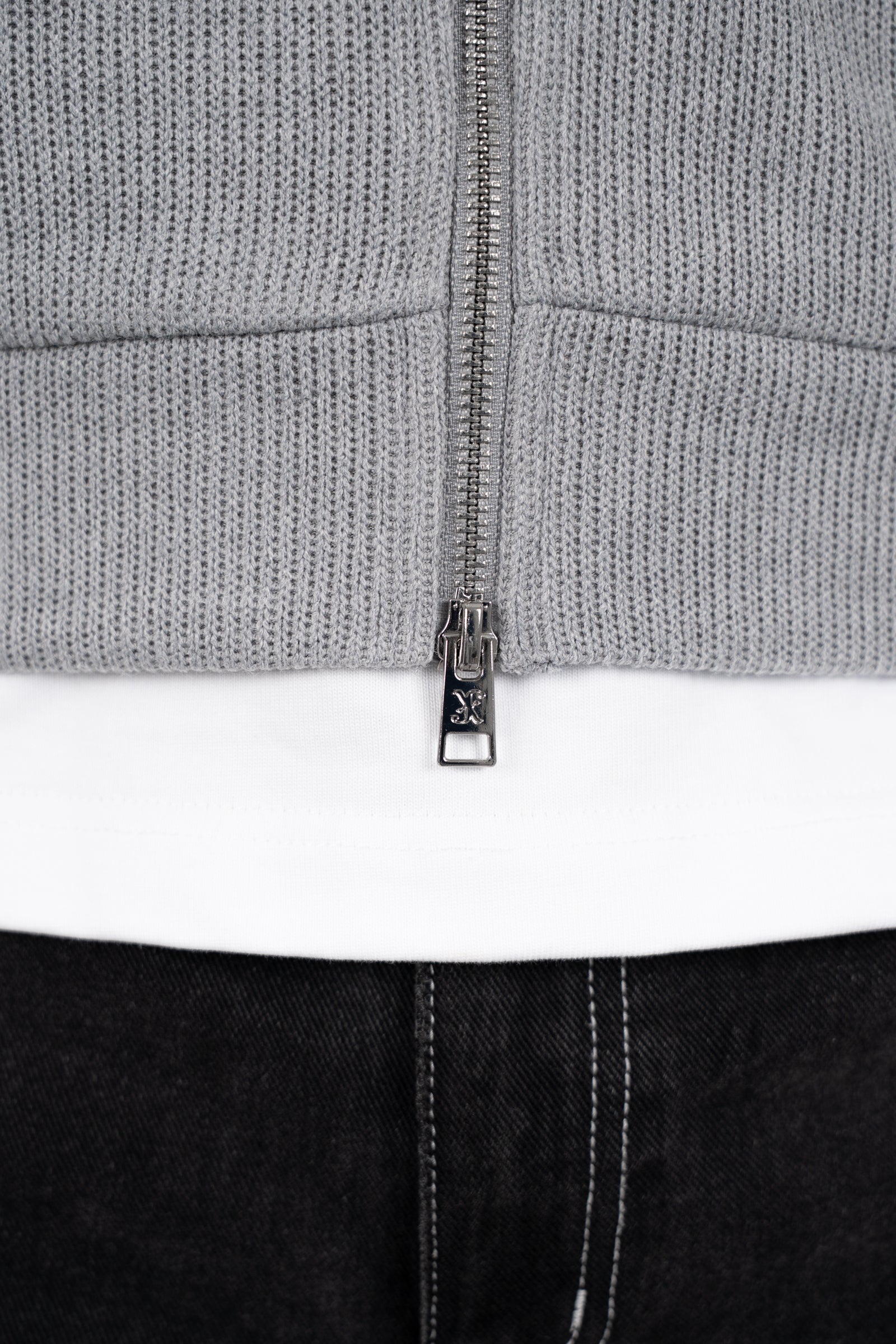 Premium Rib Knit Hoodie - Grey