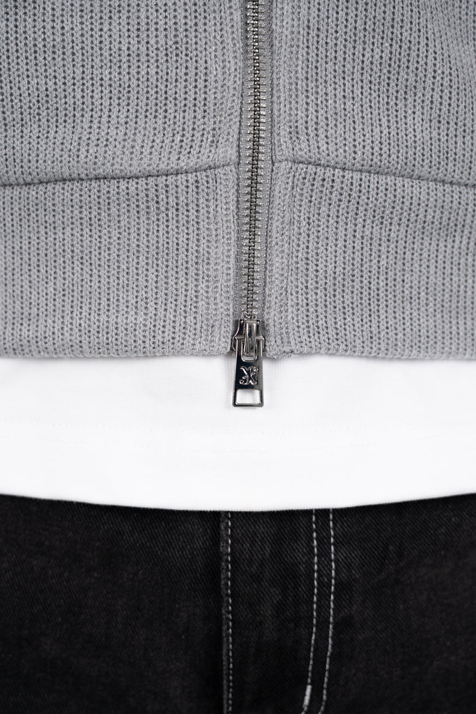 Premium Rib Knit Hoodie - Grey