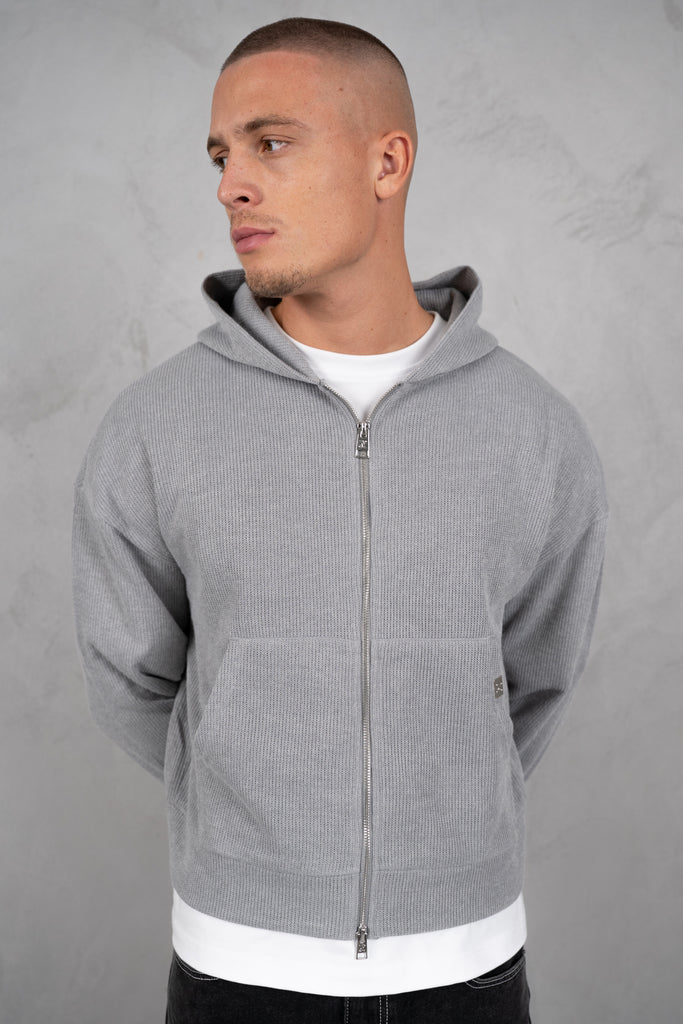 Premium Rib Knit Hoodie - Grey