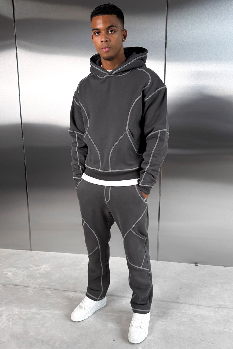 Contrast Stitch Straight Leg Jogger - Charcoal