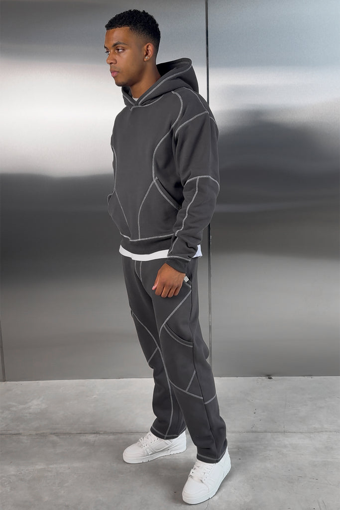 Contrast Stitch Straight Leg Jogger - Charcoal