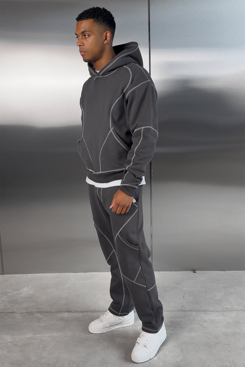Contrast Stitch Straight Leg Jogger - Charcoal