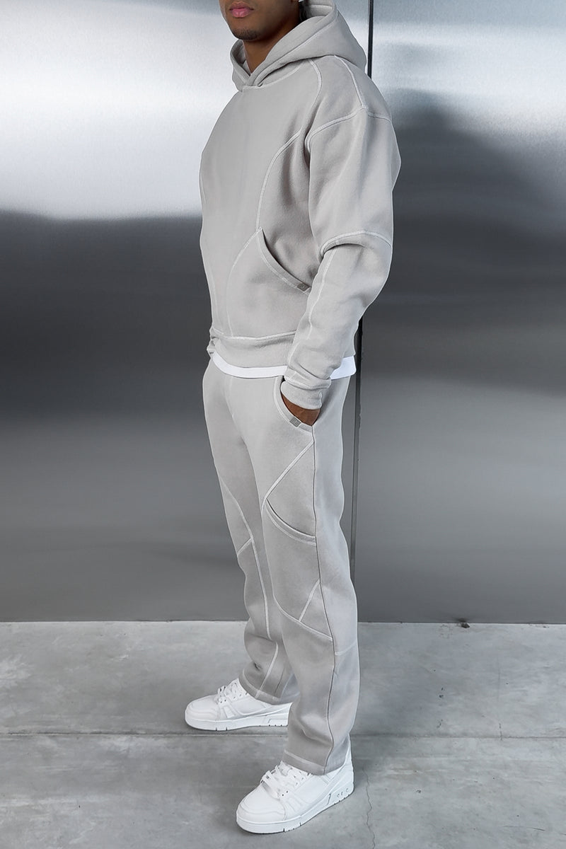 Contrast Stitch Straight Leg Jogger - Grey