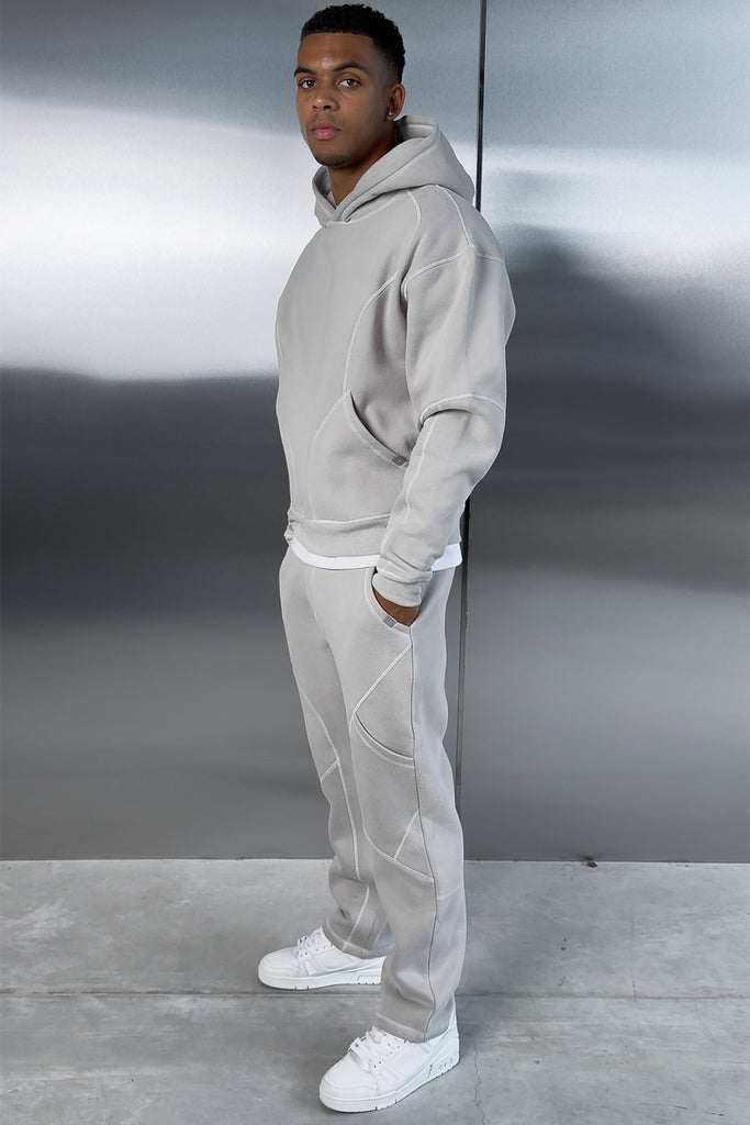 Contrast Stitch Straight Leg Jogger - Grey