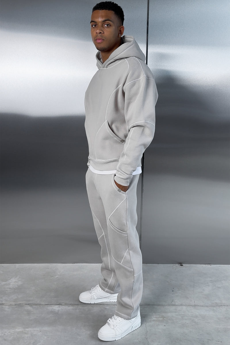 Contrast Stitch Straight Leg Jogger - Grey
