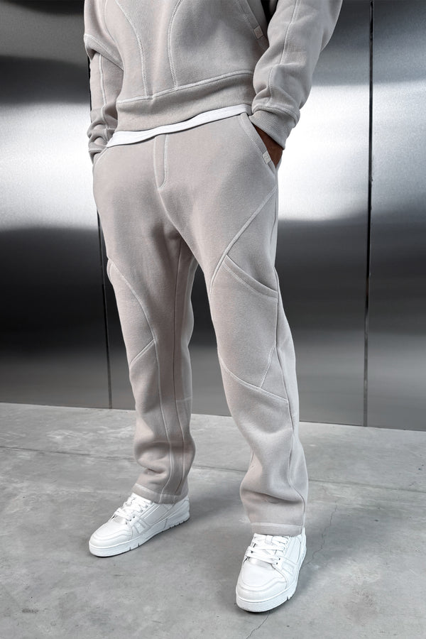 Contrast Stitch Straight Leg Jogger - Grey