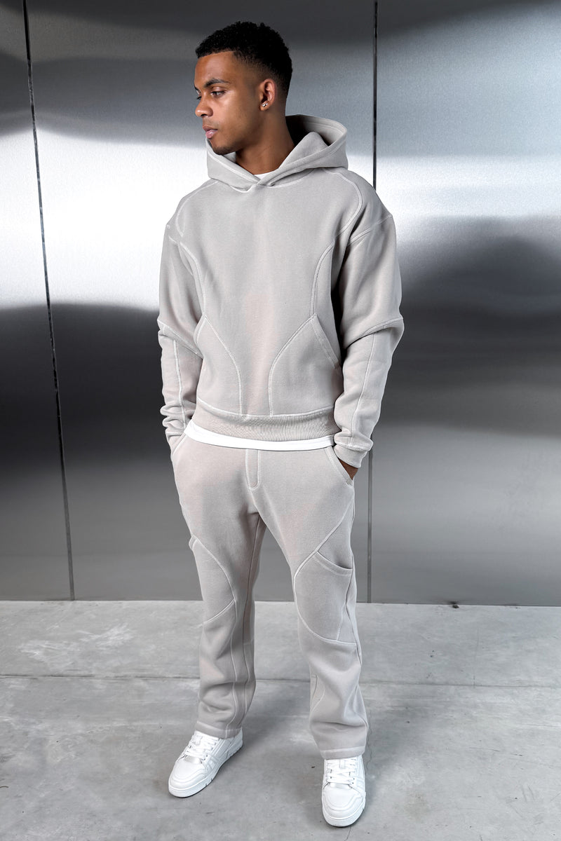 Contrast Stitch Pull Over Hoody - Grey
