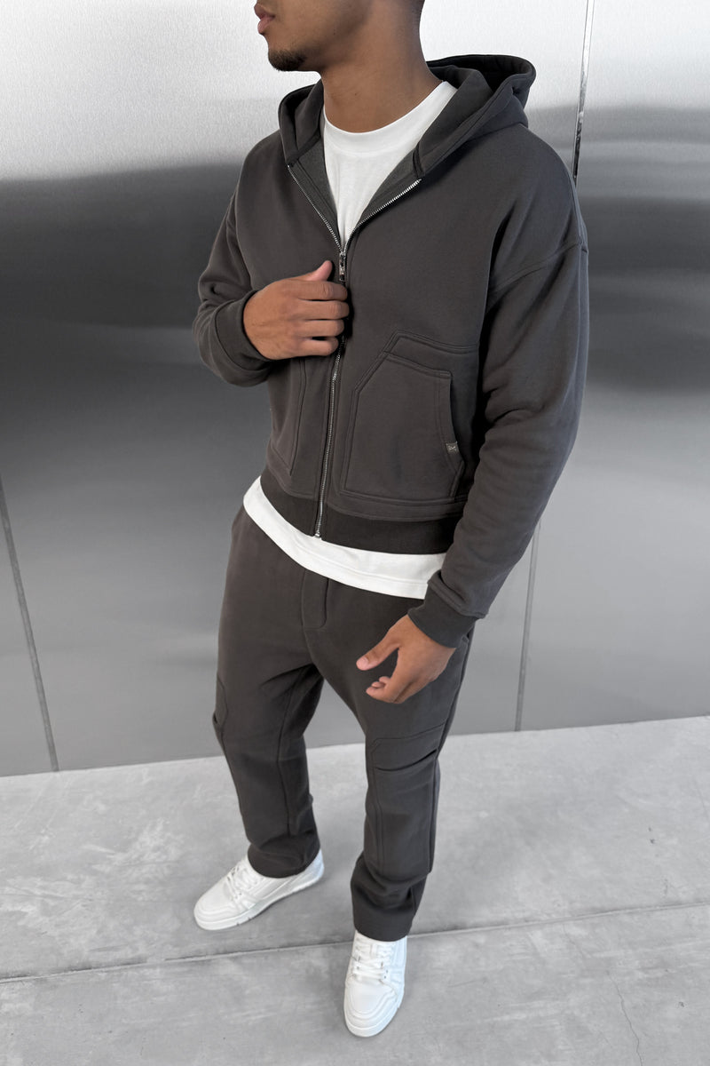 Boxy Carpenter Hoodie - Charcoal